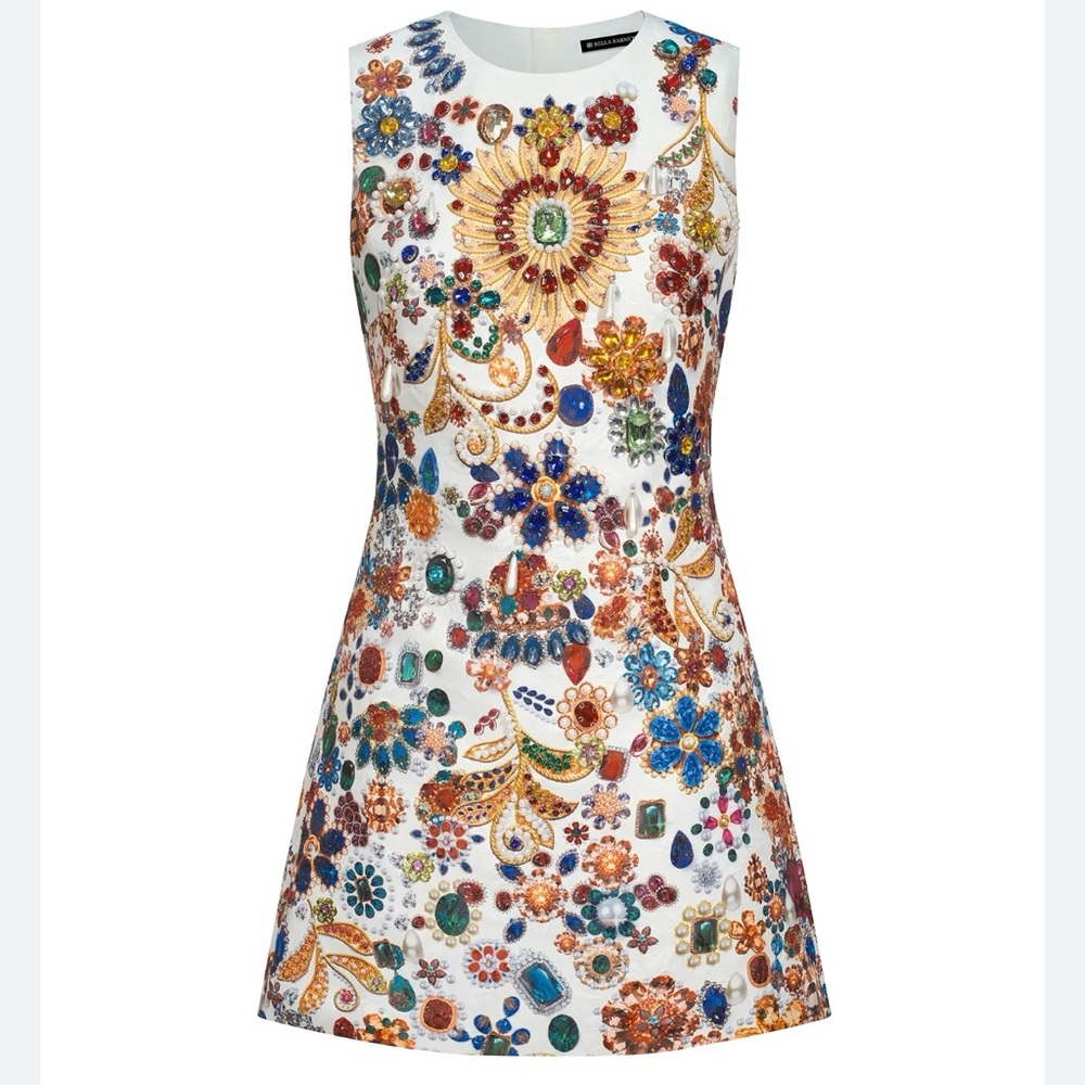 Embellished Multicolor Mini Dress